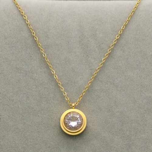 Fashion Brand Crystal Necklace Women Collar Necklace Pendant Rose Gold Colour Stainless Steel Necklace Chain Jewelry Wholesale