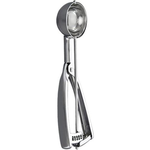 1 Set Labor-saving Ice Cream Scoop with Trigger High Hardness Stainless Steel Cookie Dough Ice Cream Spoon Kitchen Tools Silver