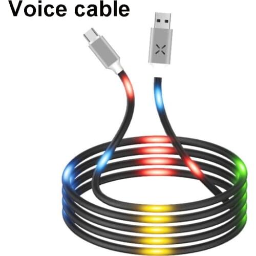 1M Glowing Voice Cable Mobile Phone Charging LED light Cable Micro USB Type C Charger Cord For Samsung Xiaomi Mi9 Luminous Wire