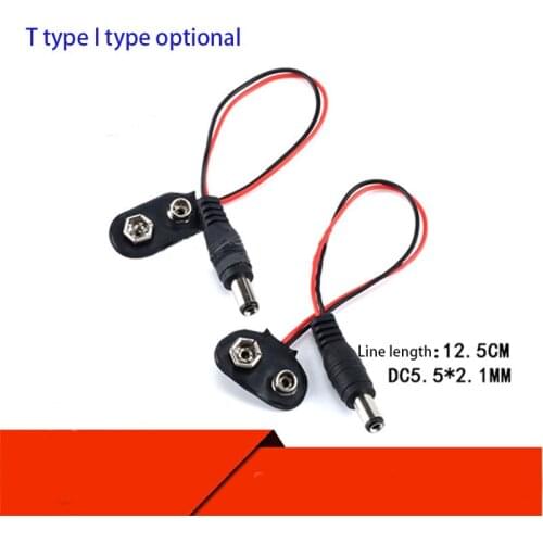 1PCS Power cable to DC male adapter cable with DC plug 5.5*2.1 9v battery buckle