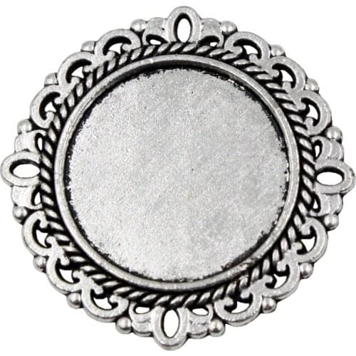 10pcs/lot Antique silver Cameo/Glass/Cabochon Frame bezel Settings, DIY-Accessory Pendant Charm,32x32mm(fit 20mm) K04494