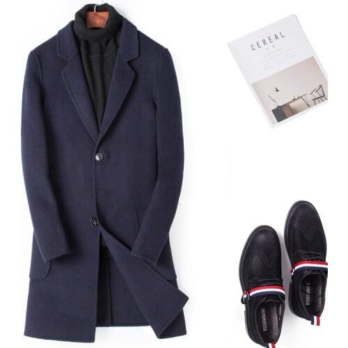 100%Wool Coat Men Spring Autumn Long Jacket Men Double-sided Korean Coat and Jacket Casaco Masculino M063 YY312