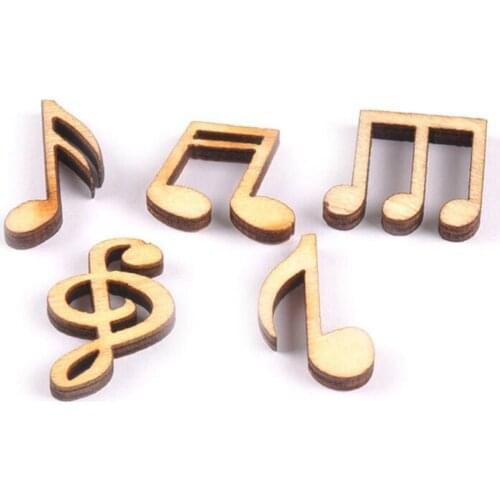 100Pcs/set 15mm Mixed Wooden Cute Music Notes Handcrafts Wooden Decor Scrapbooking For DIY Accessories Home Decor