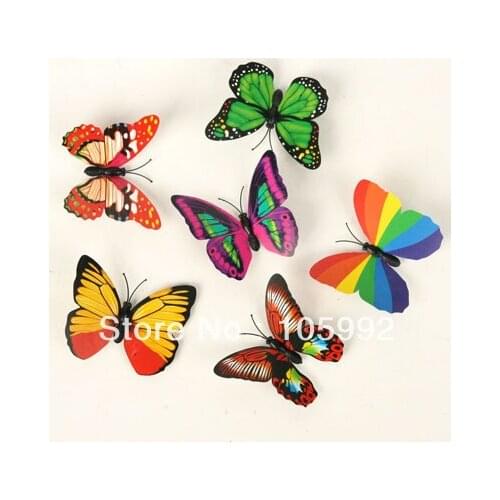 100 Pcs/lot 7X5cm Colorful Three-dimensional Simulation Butterfly Magnet Fridge Home Decoration