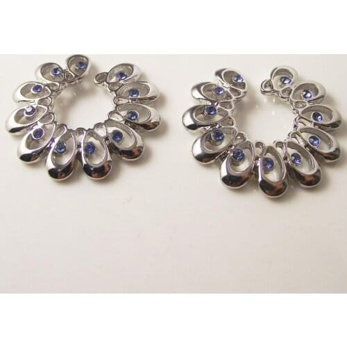 2Piece NEW free shipping Body Piercing Jewelry Nose Ring Fake Nipple Ring Sexy Lovely Blue Crystal Flower Nipple Rings