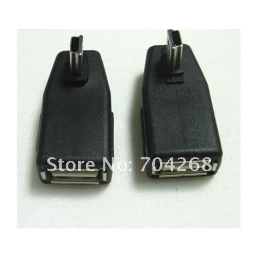 2pcs pair Right + Left angle 90 degree mini B 5pin Male to USB A Female converter adapter