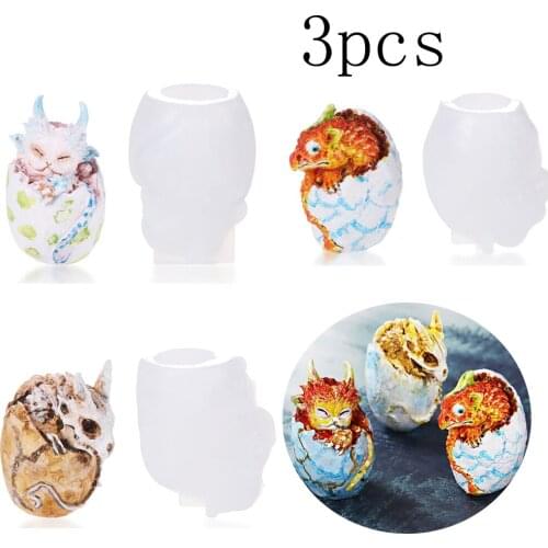 3pcs Dragon Egg Epoxy Resin Mold Candle Mould Jewelry Pendant Silicone Mould DIY Crafts Ornaments Decorations Casting Tool