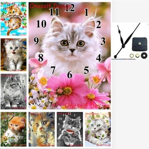 5d diamond painting with Mechanical clock dog cat decortion dolphin diamond embroidery clock diamond mosaic sale wall sticker