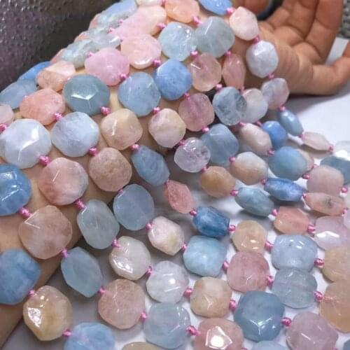 Aquamarine Morganite Rhodochrosite Cherry Agate Natural Gemstone 12x15mm Beads Facted Bulk for Silver 925 Jewelry 15inch