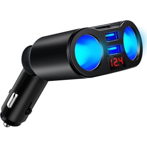 12-24V 3.1A Dual USB Car Charger 2 Port Intelligent Voltage Display Cigarette Socket Lighter Fast Charging Power Adapter