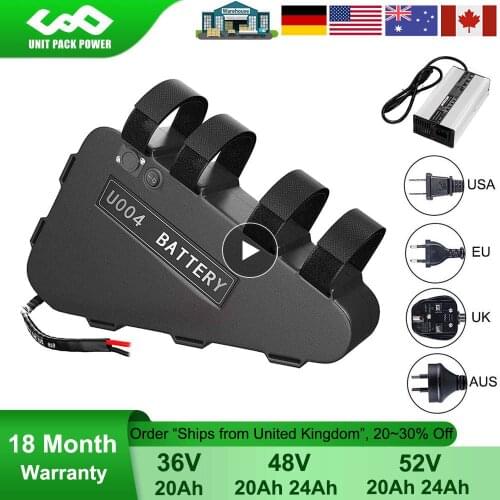 EBike Battery 48V 20Ah 24Ah 52V 20Ah 24Ah Triangle Bicycle Batteries for 2000W 1500W 1000W 750W 500W Bafang Front/Mid/Hub Motor