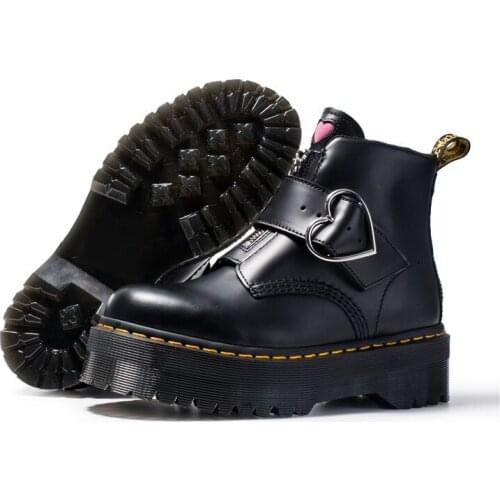 INS Hot Sale Women Boots Patchwork Leather Winter Shoes Woman Ankle Boots Zipper Decor Zapatos De Mujer Platform Martin Botas