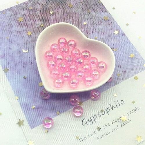 6/8/10mm Transparent White Pink Acrylic Beads Round Loose Spacer Bead for Jewelry Making DIY Bracelet Necklace 10g/lot