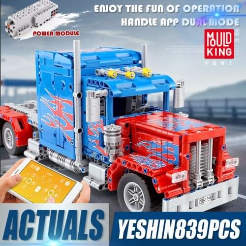 MOULD KING 15001 Electric The Peterbilt 389 Heavy Container Remote control Truck Assembly Kits Building Blocks Kids Toys Gifts