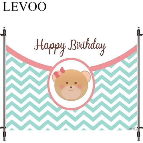 LEVOO Photophone Backdrop Bear Chevron Birthday Blue Lovely Photocall Decor Fabric New Shoot Photography Backdrop