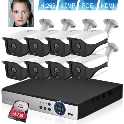 H.265+ 8CH Security Camera System 4MP Face detection IP Camera Kit IR Outdoor Waterproof CCTV Video Surveillance NVR
