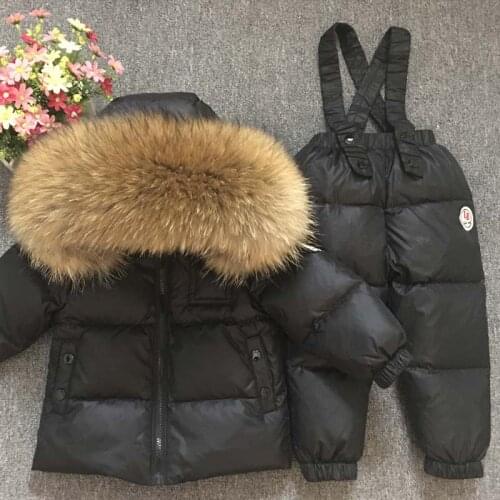 2020 Winter Baby Girl Clothes Fur Hoodie Girls Sets Down Warm Boys Clothing Set Sport Childrens Suit Teenage Kids Snow Outfits