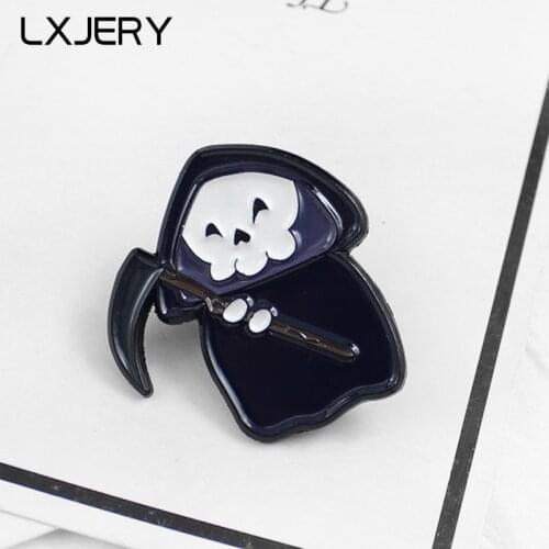 LXJERY Cartoon Enamel Death Pins Badge On Backpack Funny Brooch Pins For Clothes Broche For Women Girls Gift