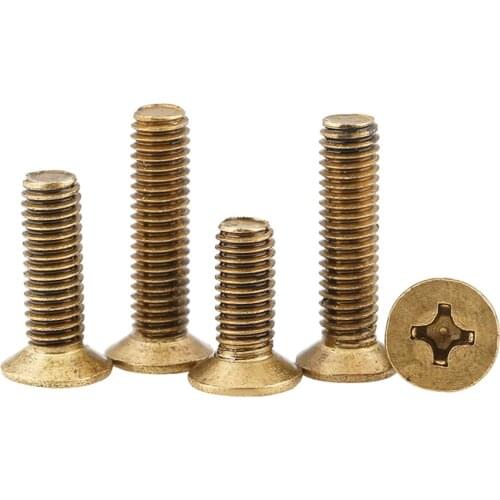 M2 M2.5 M3 Brass Phillips Cross Recessed Countersunk Head Machine Screws Brass Flat Head Screws