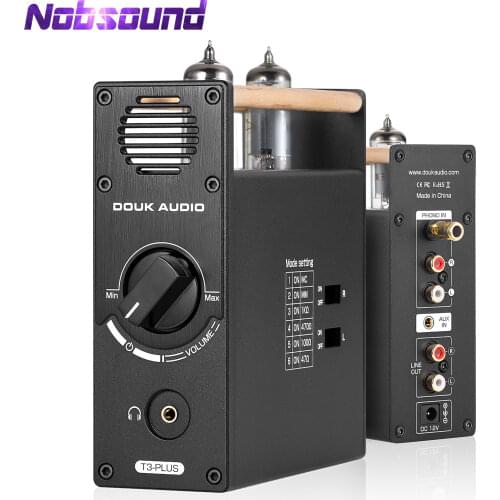 Nobsound T3 Plus Mini Vacuum Tube Preamp MM / MC Phono Stage for Turntables Pre-Amplifier Desktop Headphone Amp