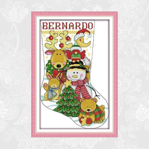 Cross-stitch Patterns Christmas Socks Printed on Canvas 14CT 11CT Cross Stitch Kits DIY Handmade Embroidery Sets Needlework