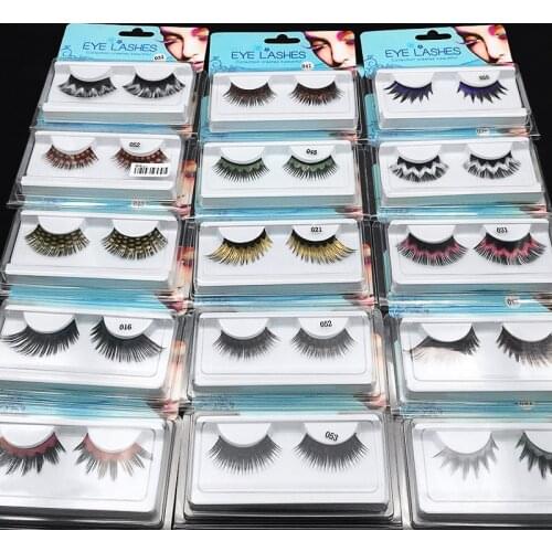 Natural and Soft Color False Eyelashes Stage Performance Art Studio Makeup Eye Lashes Colorful Thick Fake Eyelashes