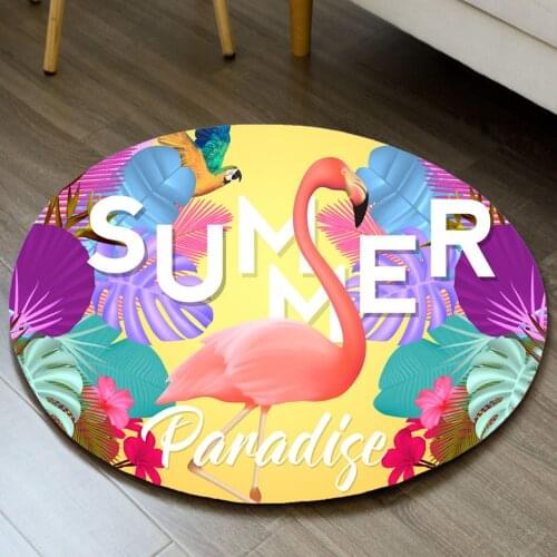 Nordic Wind Round Living Room Desk Mat Cartoon Flamingo for Kids Bedroom Hallway Anti-slip Mats Can Be Customized Bathroom Rug