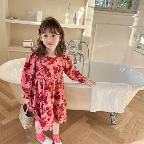 New Baby Girls summer cartoon apple dress new designed short sleeves clothes kids new fashion princess dresses 2-7T
