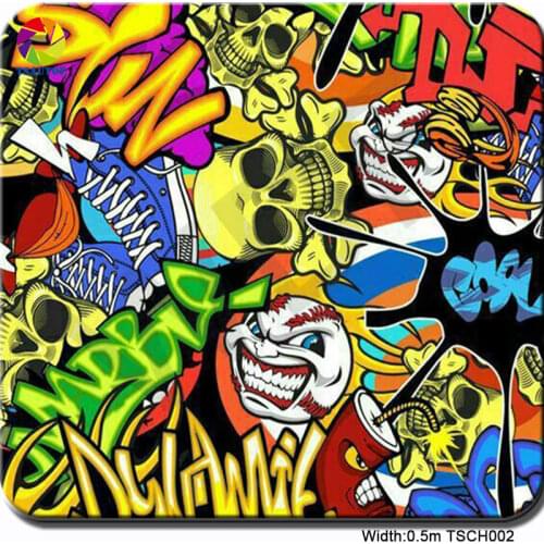 Free shipping 0.5mX2m cartoon skulls aqua print film CSCH002 water transfer film for car