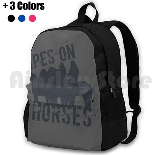 Apes On Tee-Horses Outdoor Hiking Backpack Riding Climbing Sports Bag Dawn Of The Planet Of The Apes Cesar Apes On Horses Film