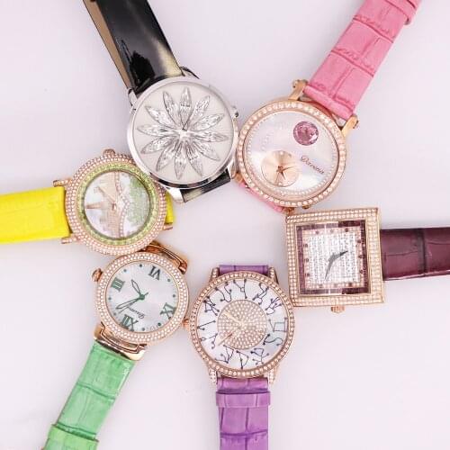 SALE!!! Discount Davena Crystal Old Types Lady Womens Watch Japan Mov't Fashion Hours Bracelet Leather Girls Gift No Box