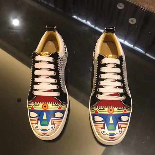 Luxury designer Graffiti Fashion Men Shoes Handmade Men Brand Sneakers Breathable Slip-on Party and Wedding Men Casual Shoes