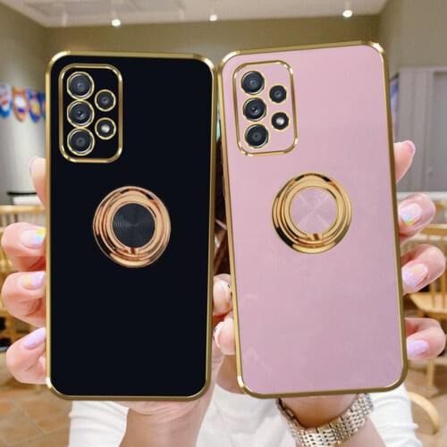 Luxury Plating Case For Samsung Galaxy S10 Plus S20 FE S21 Ultra Note 20 10 9 Note10 A52 A72 A42 4G 5G Ring Holder Phone Covers