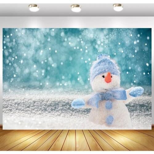 Snowman Sweater Hat Scarf Newborn Baby Shower Photography Backdrop Snow Light Bokeh Christmas Background Birthday Photoshoot