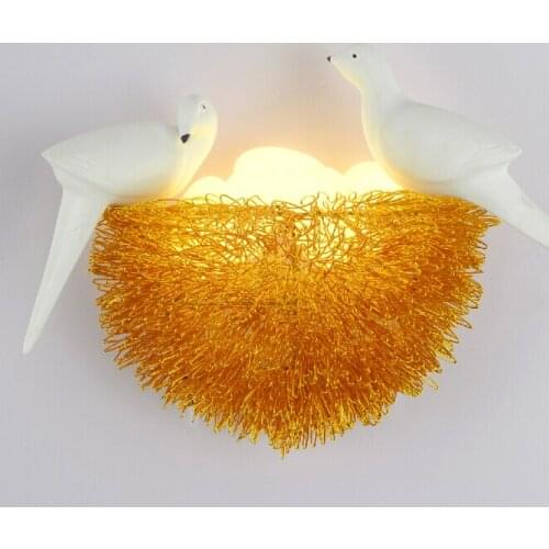 MODERN WALL LAMP LED BIRD NEST WALL LAMPS FOR LIVING ROOM BEDROOM BABY ROOM NORDIC HOME DECOR GOLD BEDSIDE WALL LIGHT FIXTURES