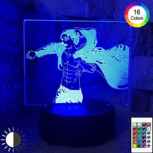 3D Anime Led Lamp Attack on Titan Night Light Bedroom Decor 16 Color Remote Control Cool Boy Childrens Lights Holiday Gift