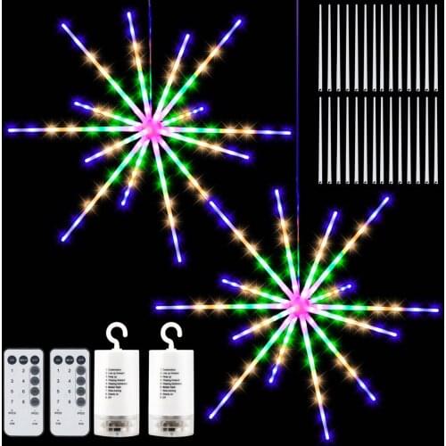 LED String Lights Hanging Starburst Lamp DIY Firework Stream Lights Christmas Garland Festival Decor Remote Twinkle Lights