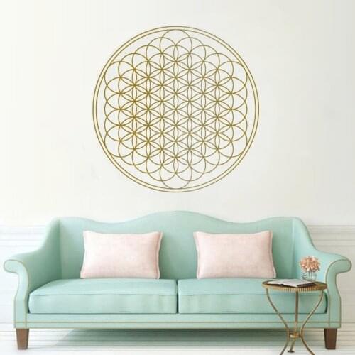 Sacred Flower of Life Geometric Wall Decal Yoga Boho Circle Mandala Vinyl Living Room Decal Removable Home Decoration Mural Z208