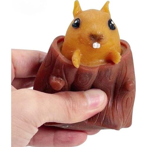 Evil Squirrel Toys Squeeze Decompression Funny Tree Stump Cartoon Animal Anti Stress Relief Soft Interesting Squishy Adult Gifts
