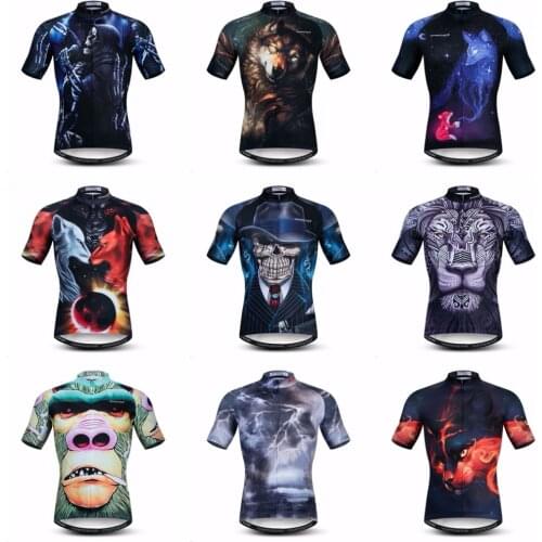 2019 3D cycling jersey Mens Bike jersey Mountain road MTB Shirts Maillot Ciclismo Top Racing Bicycle Blouse Short sleeve wolf