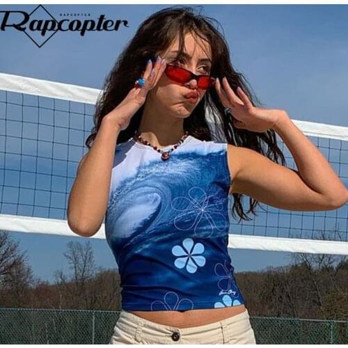 Rapcopter Foral Paisley Corset Top y2k Vintage Crop Top Sleeveless O Neck Camis Women 2021 Summer Sweats Beach Tee Streetwear