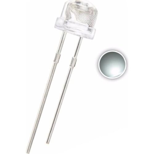 100PCS 5MM Straw Hat White LED 3.0V 20mA DIP-2 WATER CLEAR Ultra bright 2 Pins Lamps light beads