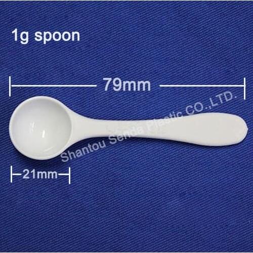 100PCS/LOT FREE SHIPPING PP Plastic Recycling Spoon,1g PP powder spoon,disposable 1g measuring spoon