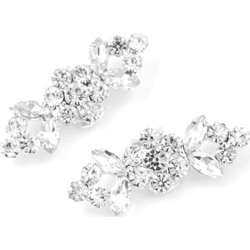 2PCS New Style Shinning White Zircon Crystal Flower Shoelaces Shoe Decoration Easy Clip Bride Shoes Accessories