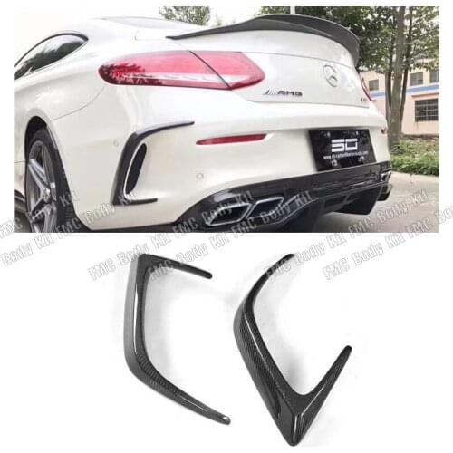 Real Carbon Fibre Rear Bumper Splitter Spoiler Flip Fins For Mercedes Benz C205 C63 AMG Coupe 2 Door 2015 2016 2017 2PCS