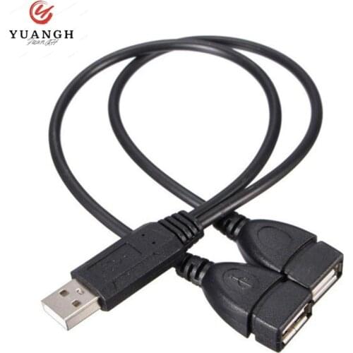 2 In 1 USB Cable Double Splitter Male To 2 Female USB 2.0 Extension Cable 30cm