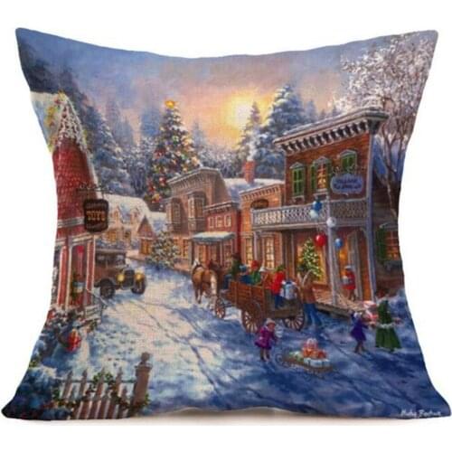 2018 Pillow Case Merry Christmas Linen Pillow Cases Sofa Cushion Cover Home Decoration