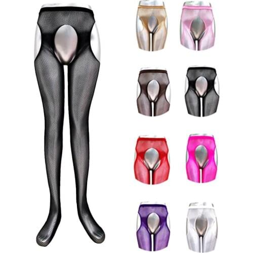 2019 High Quality Sexy Women Fishnet Tight Open Crotch Elastic Party Club Stockings Panty Hose Nylon Plus Size Mesh Pantyhose