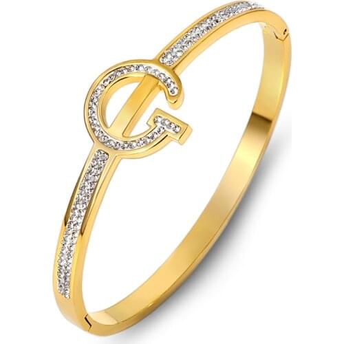 2021 Classic Austrian Crystal Circle Knot Cuff Bangles for Women Crystal Charm Bracelet Stainless Steel Jewelry Gift For Girls