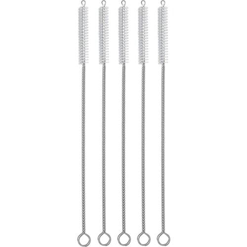 5PCS Food Grade Stainless Steel Straw Brush Drinking Straw Cleaning Brush Set Straw Kawaii Accessories Wine Glass Beer Drinkware